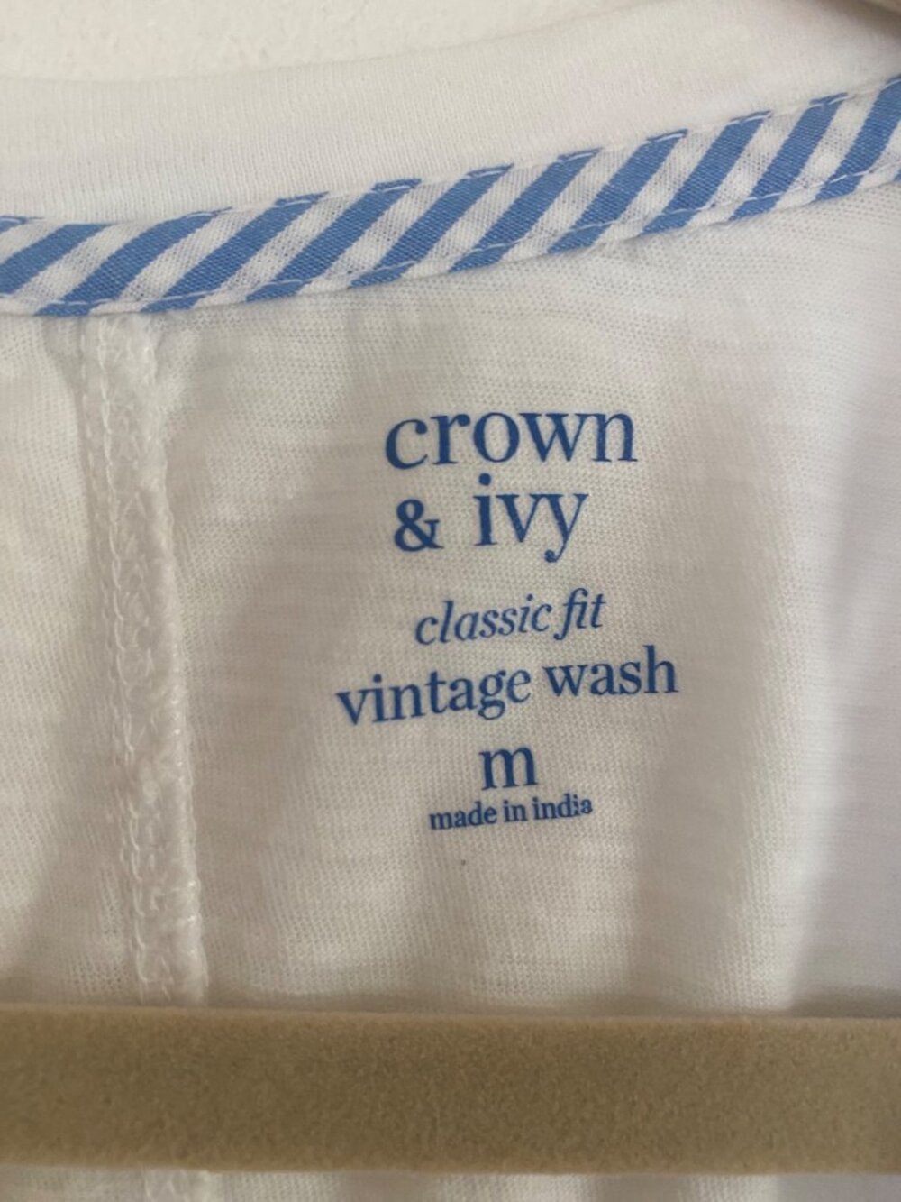 Crown & Ivy Vintage Wash White Classic Fit Cotton T-Shirt Size M - Picture 4 of 6
